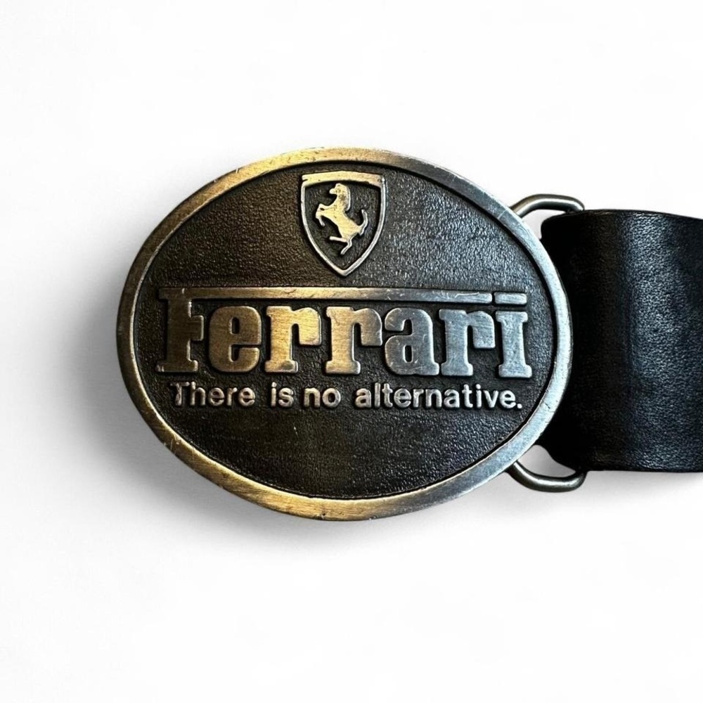 Vintage ferrari car made in USA metal belt buckle there is no alternative